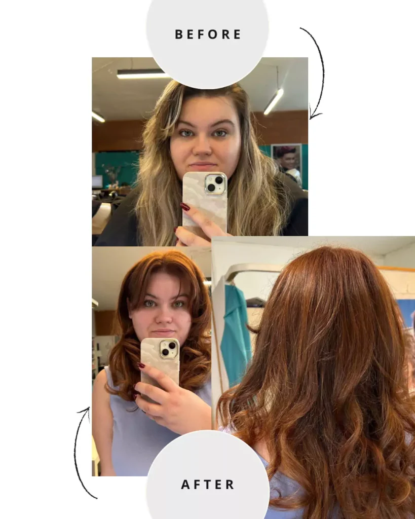 Vorher - nachher beim Friseur in der Pernau