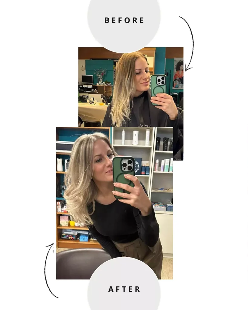Vorher - nachher beim Friseur in der Pernau